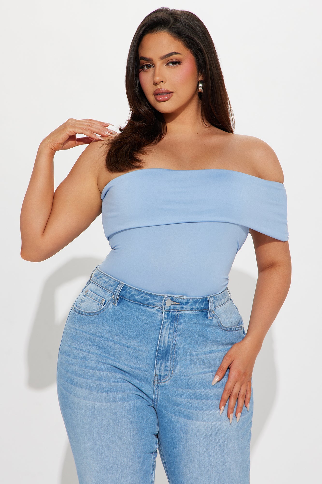 Millie Blue Off Shoulder Bodysuit