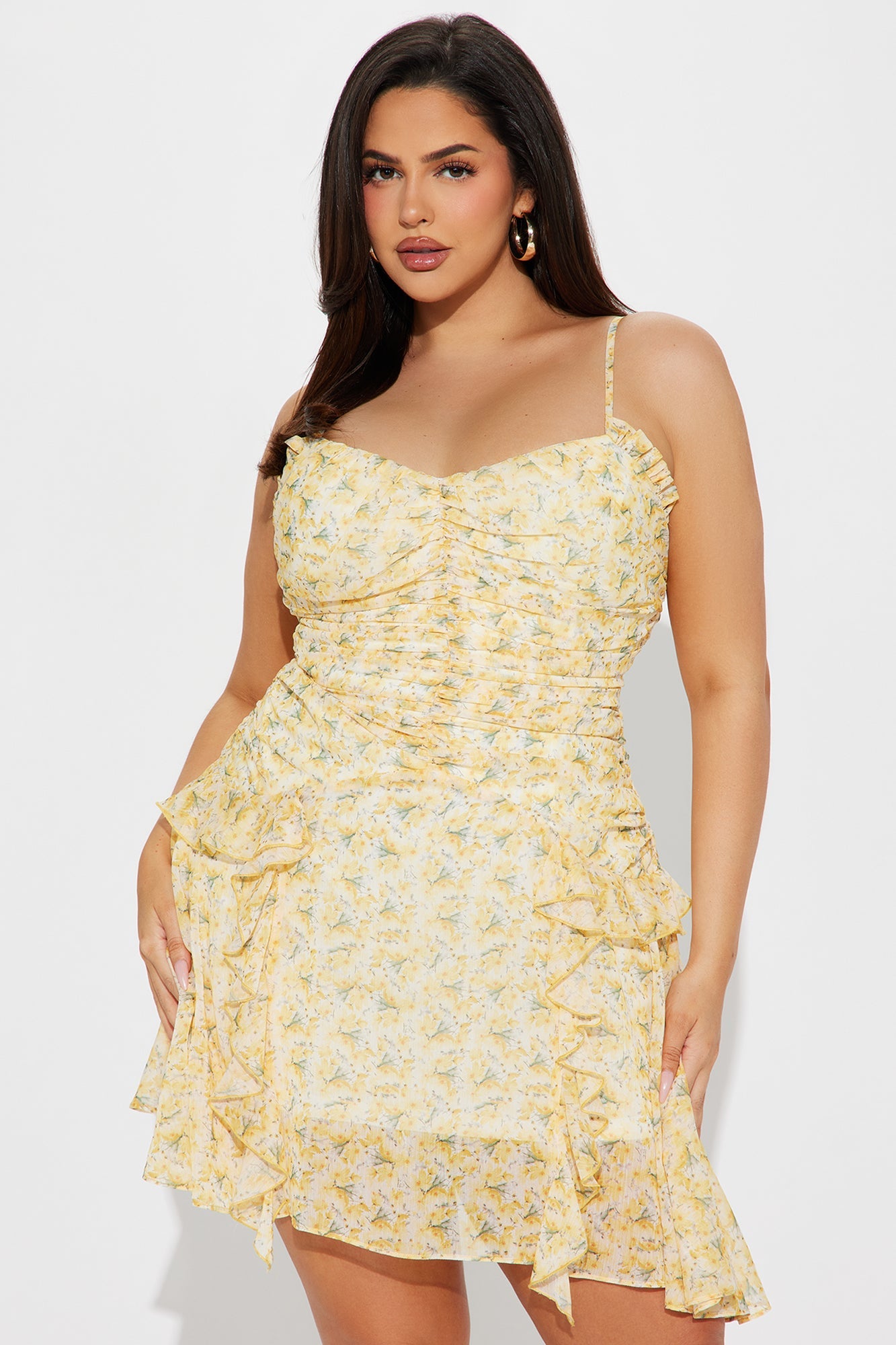 Luna Yellow Chiffon Mini Dress