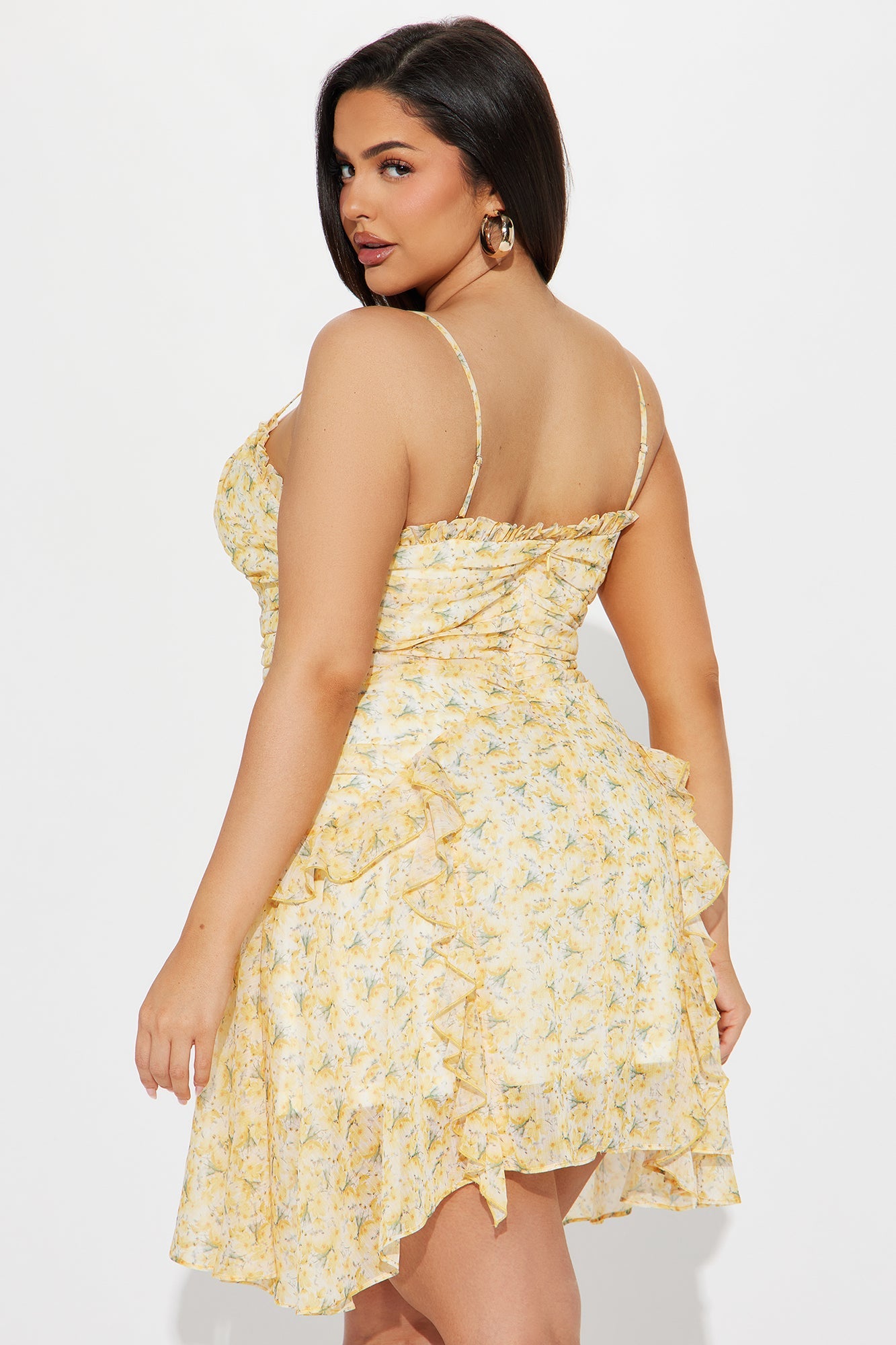 Luna Yellow Chiffon Mini Dress