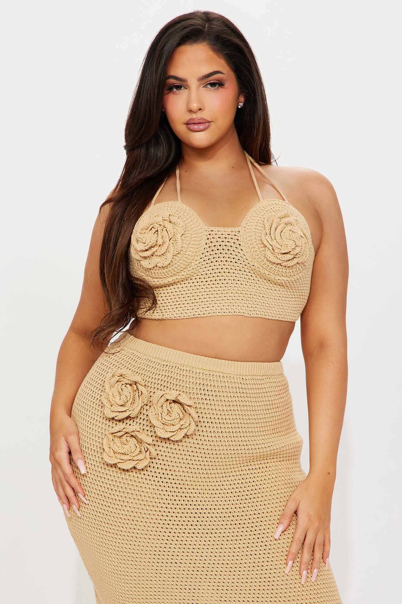 Ariel Nude Crochet Skirt Set
