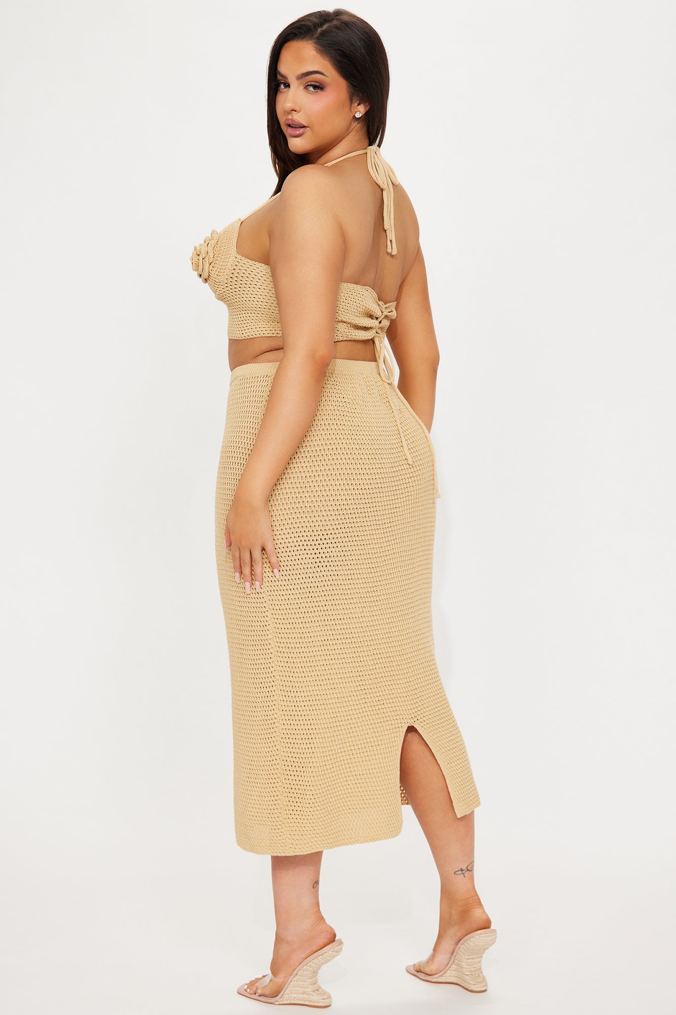 Ariel Nude Crochet Skirt Set