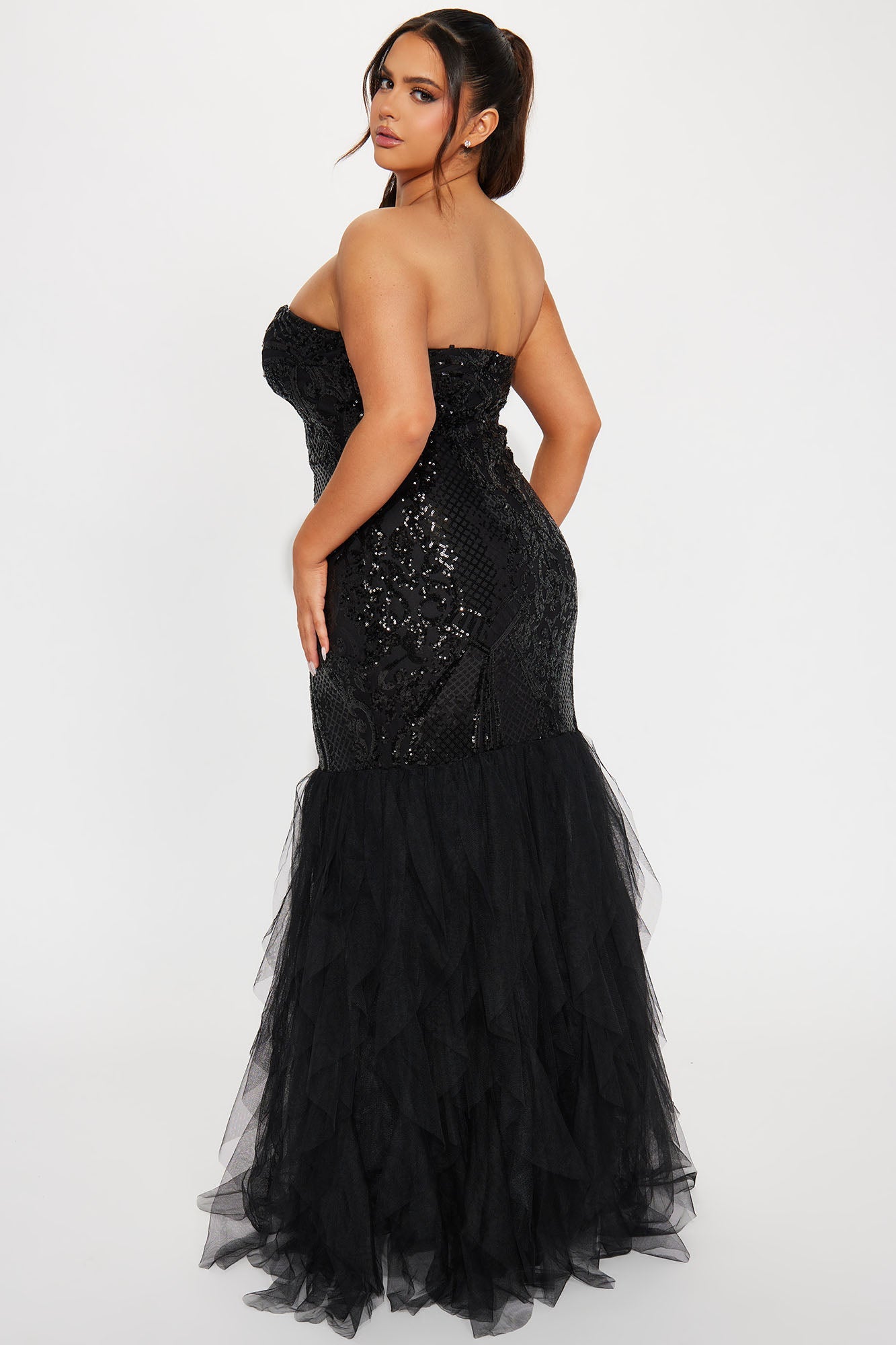 Misty Black Sequin Maxi Gown