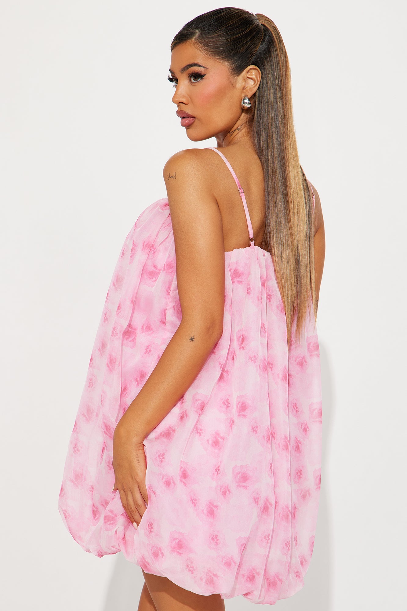 Luna Pink Chiffon Mini Dress