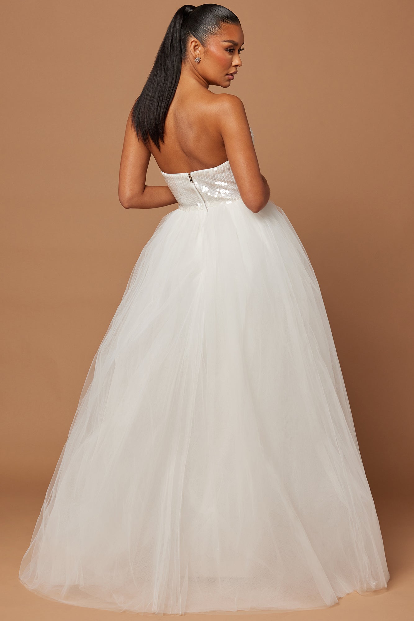 Aria White Sequin Gown