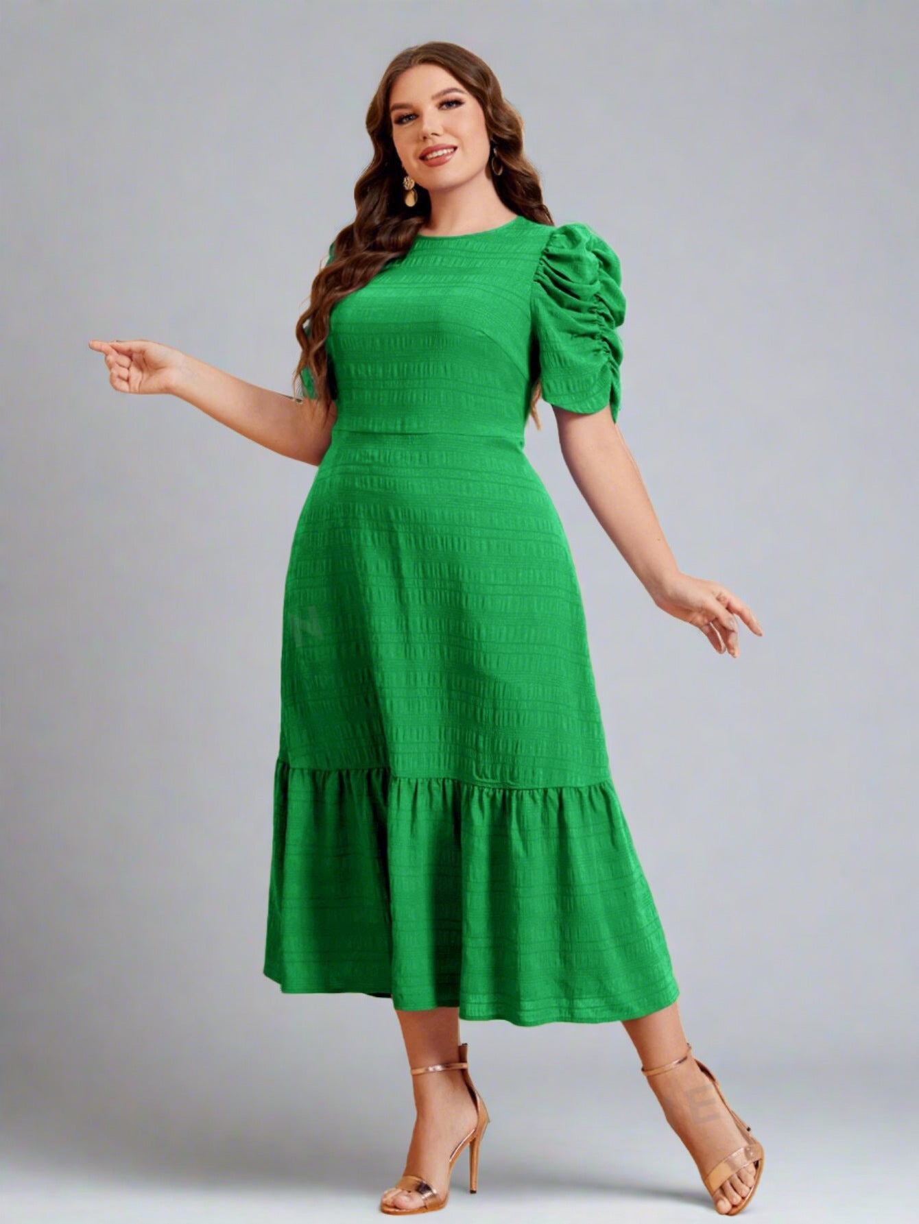 Shoshonie Green Elegant A-Line Dress