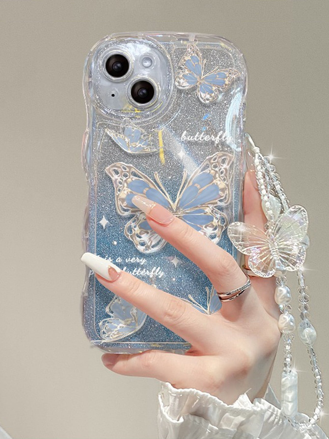 "Summer Vibes" IPhone Blue Shockproof Phone Case & Butterfly Charm Bracelet