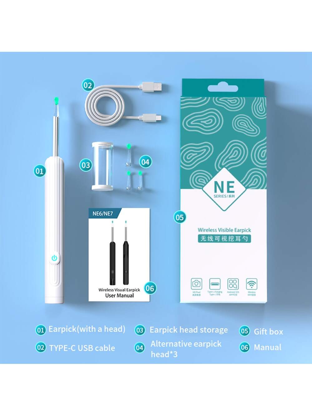 "Renew Your Body" 1 pc Visible Ear Pick With Wireless Wifi Connection