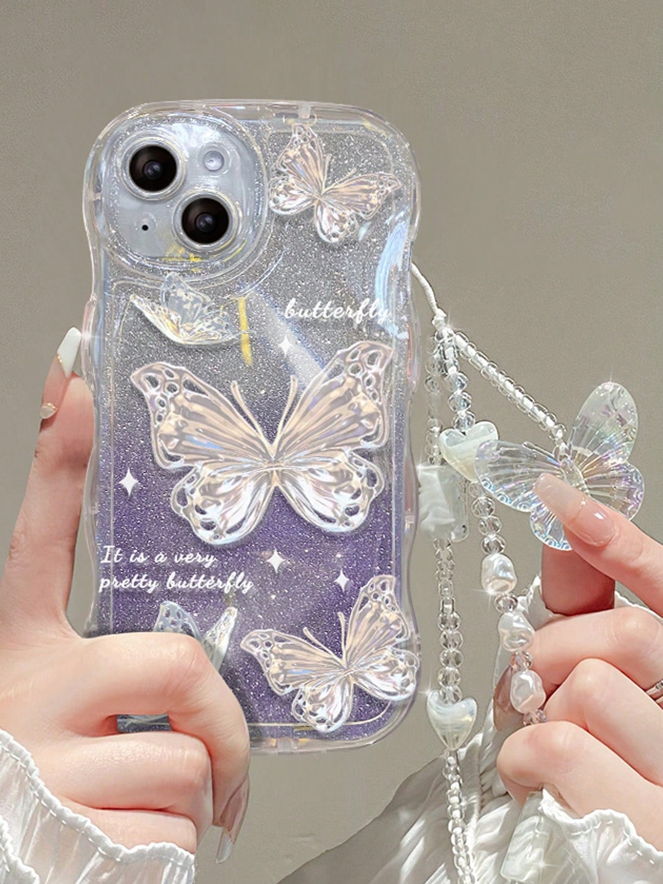 "Summer Vibes" IPhone Blue Shockproof Phone Case & Butterfly Charm Bracelet