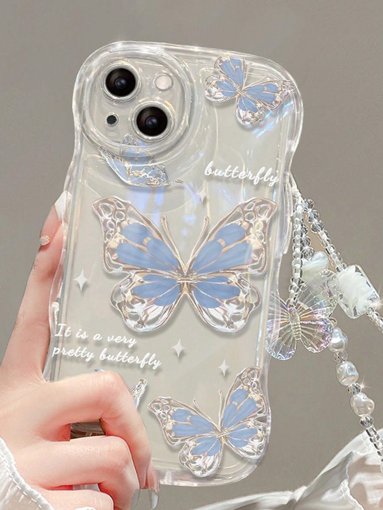 "Summer Vibes" IPhone Blue Shockproof Phone Case & Butterfly Charm Bracelet