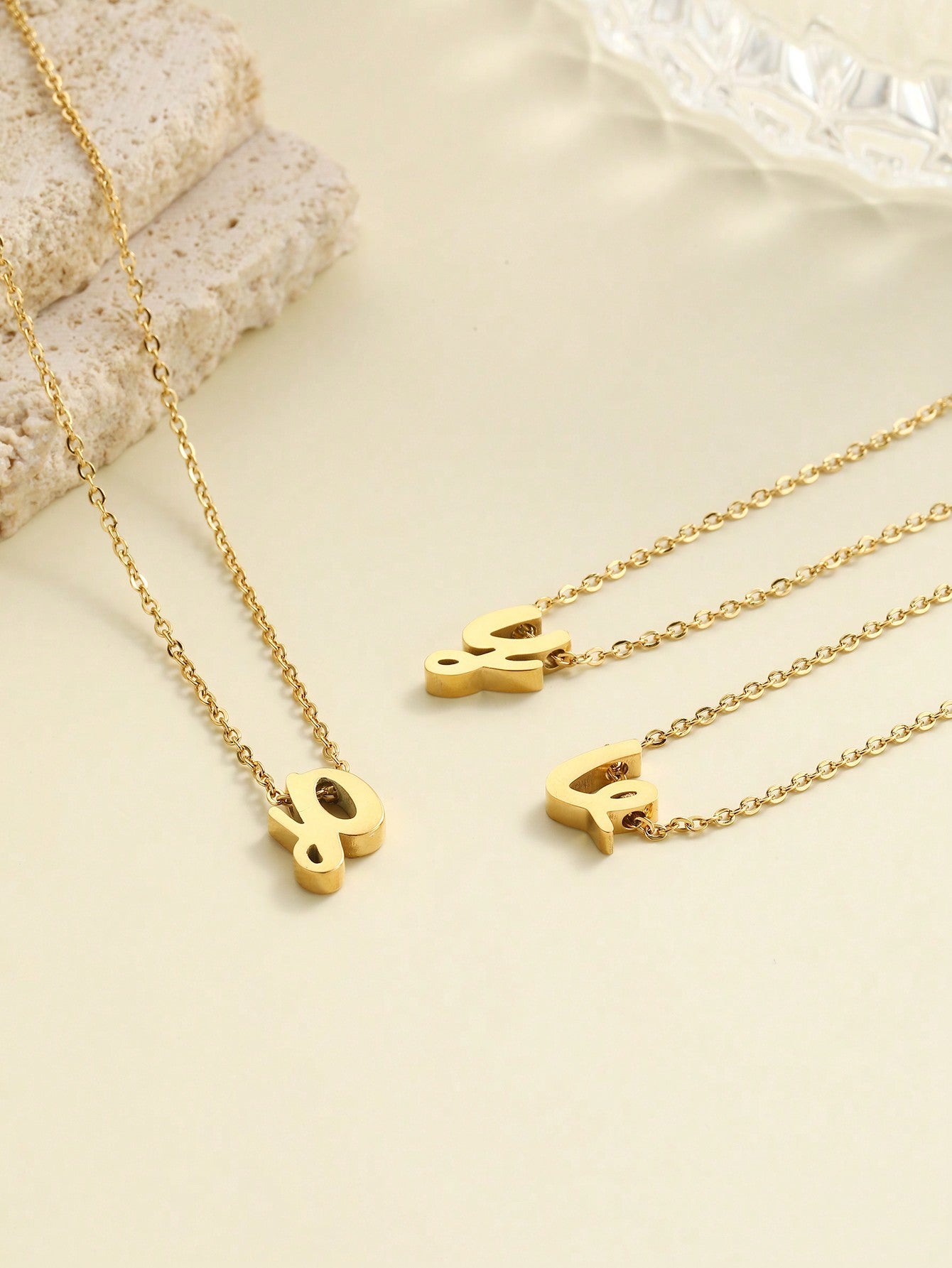 "Living in the Light" Stainless Steel Chain Necklace With 26 Lowercase Letter Pendant