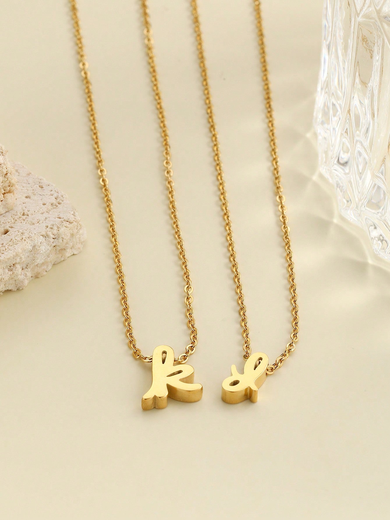 "Living in the Light" Stainless Steel Chain Necklace With 26 Lowercase Letter Pendant