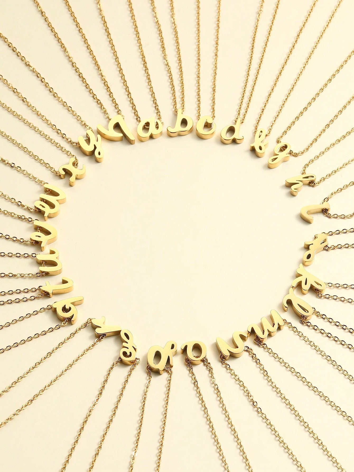 "Living in the Light" Stainless Steel Chain Necklace With 26 Lowercase Letter Pendant