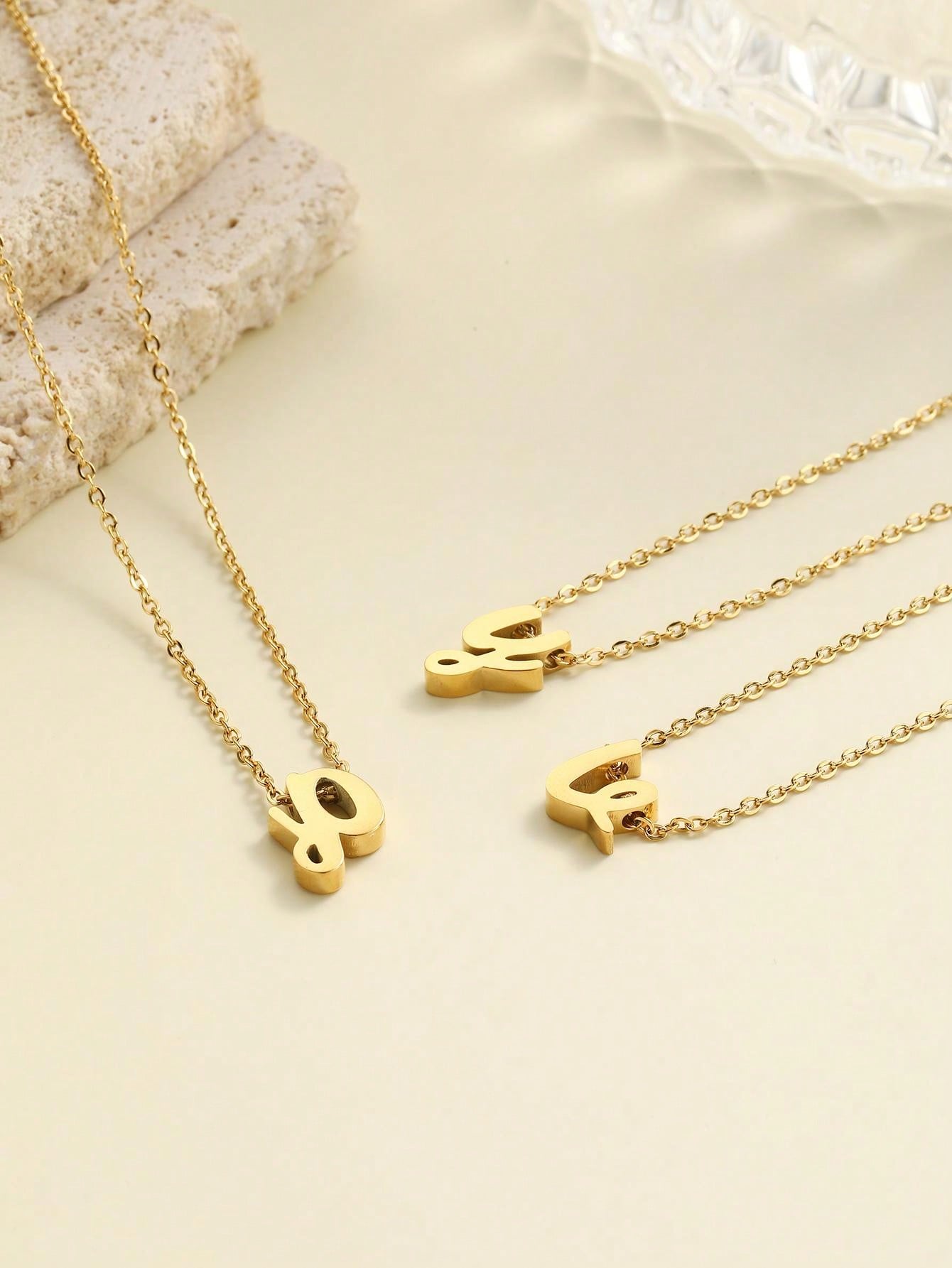 "Living in the Light" Stainless Steel Chain Necklace With 26 Lowercase Letter Pendant