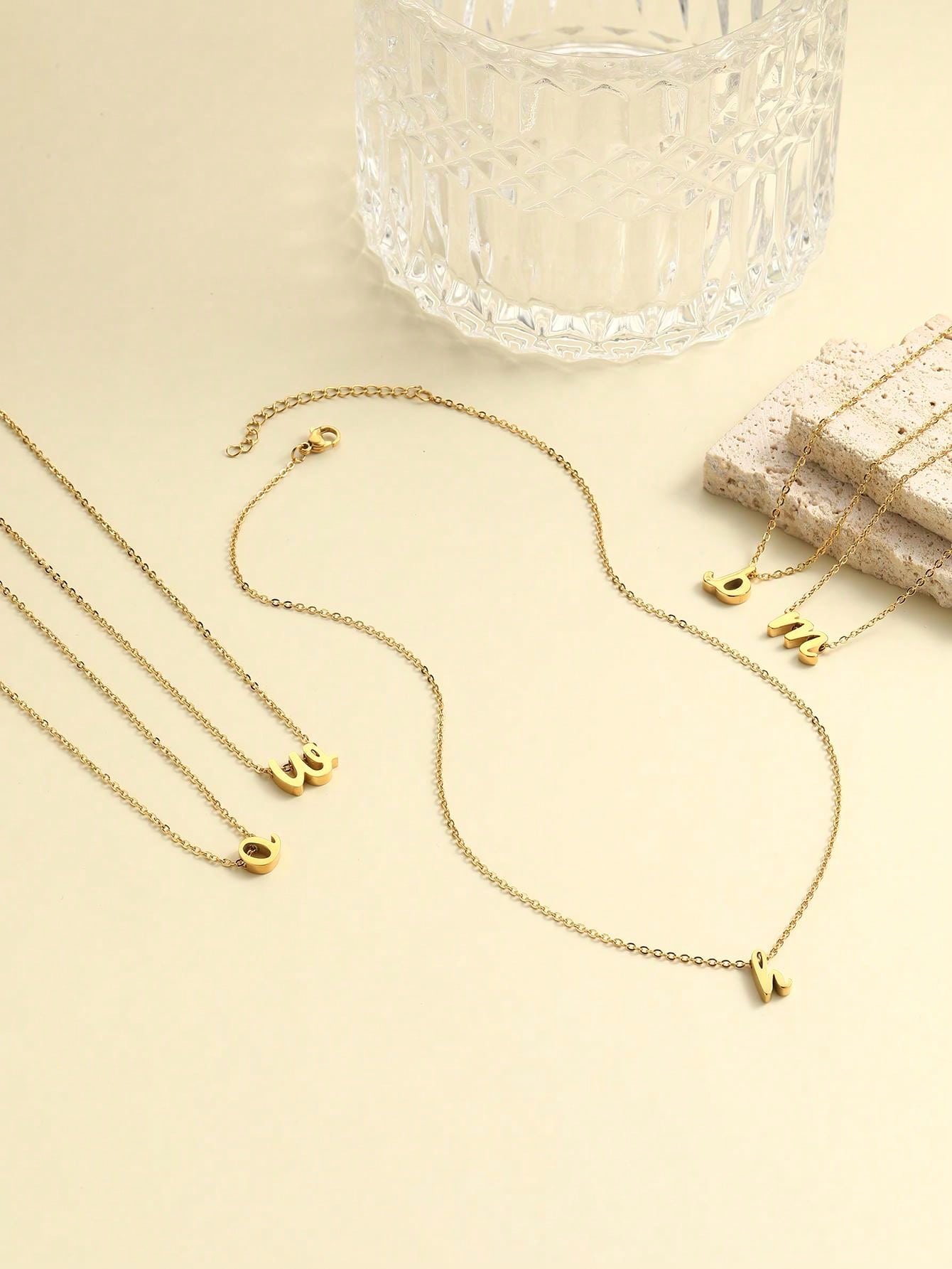 "Living in the Light" Stainless Steel Chain Necklace With 26 Lowercase Letter Pendant