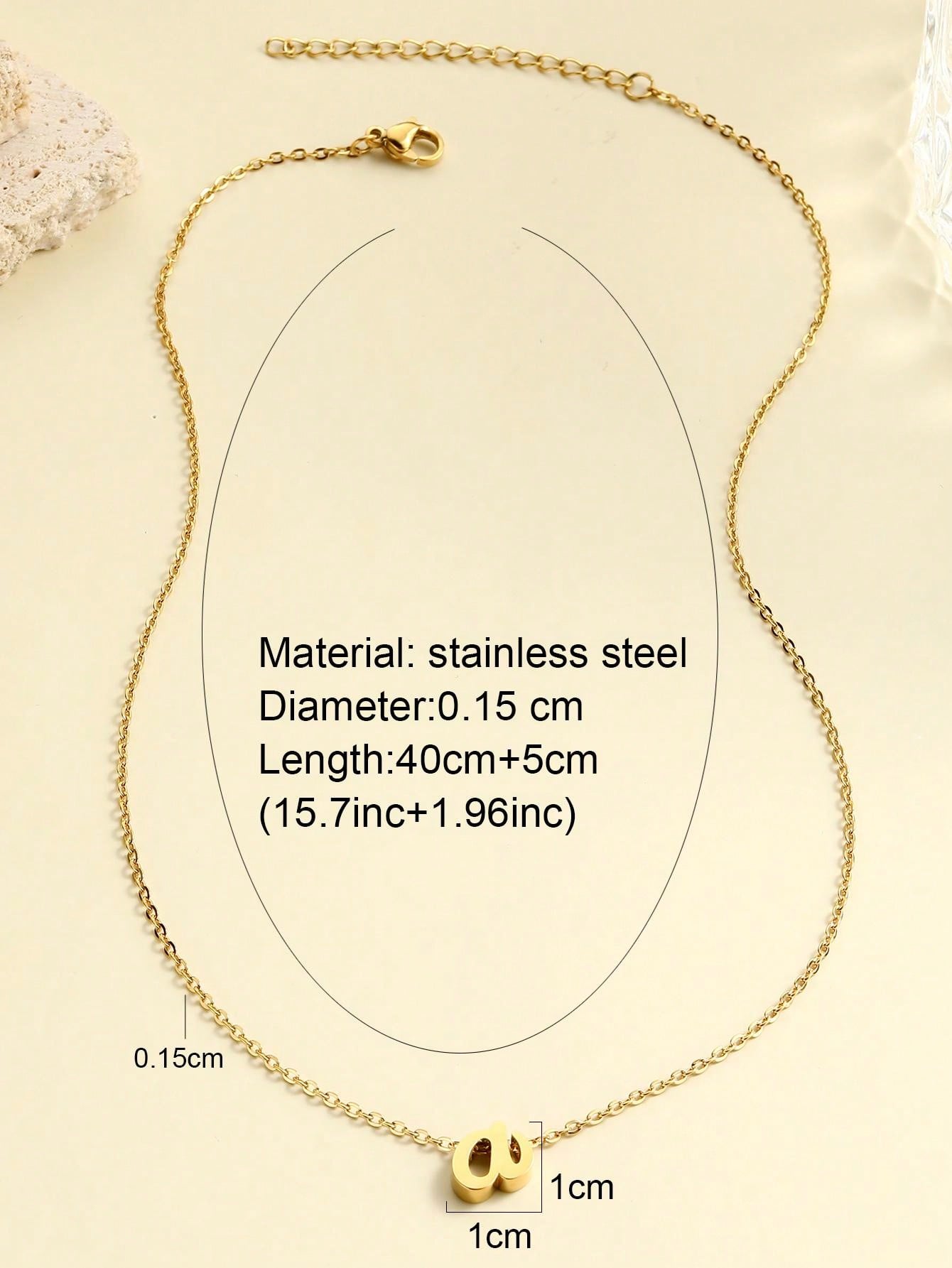"Living in the Light" Stainless Steel Chain Necklace With 26 Lowercase Letter Pendant