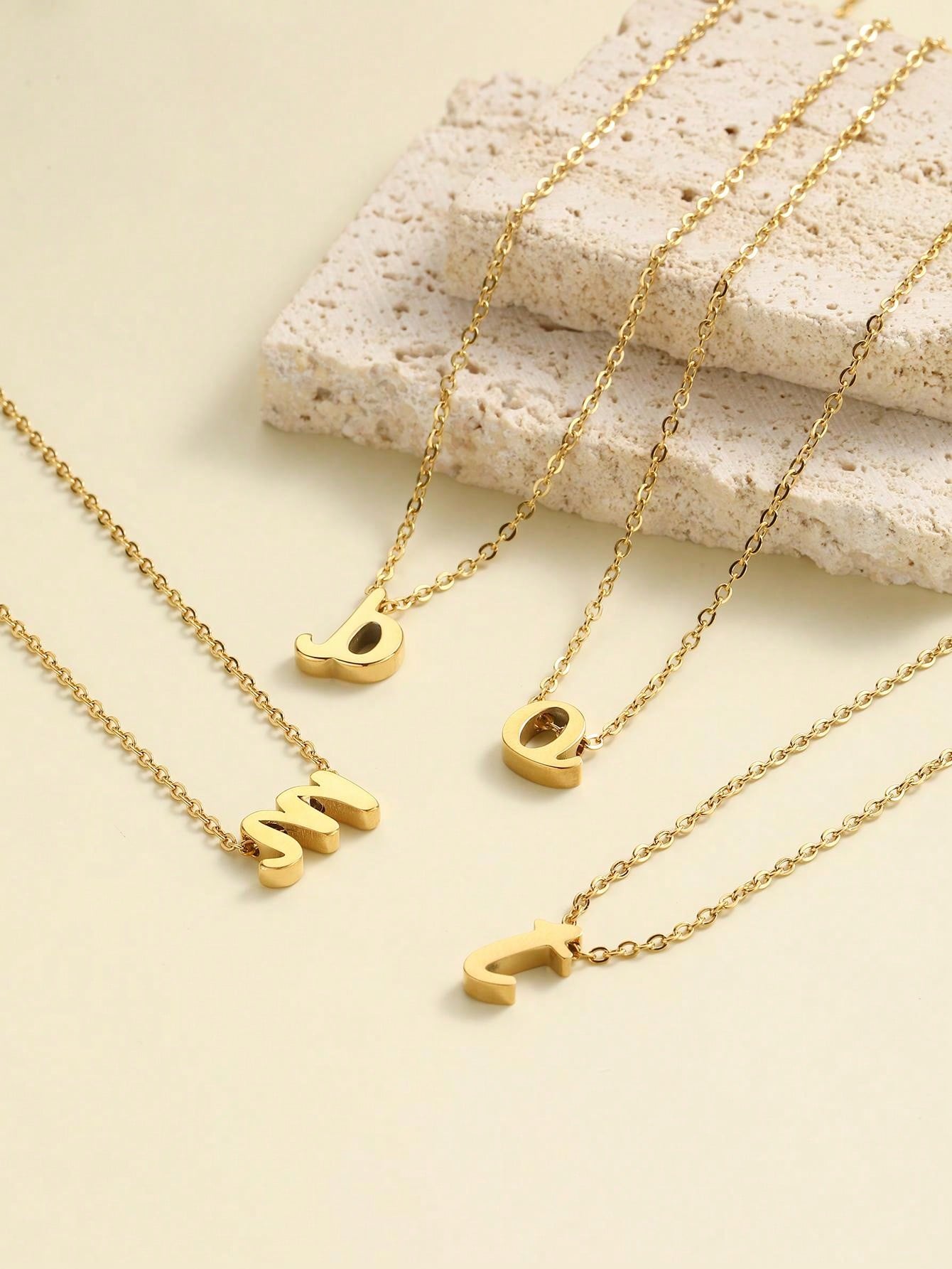 "Living in the Light" Stainless Steel Chain Necklace With 26 Lowercase Letter Pendant