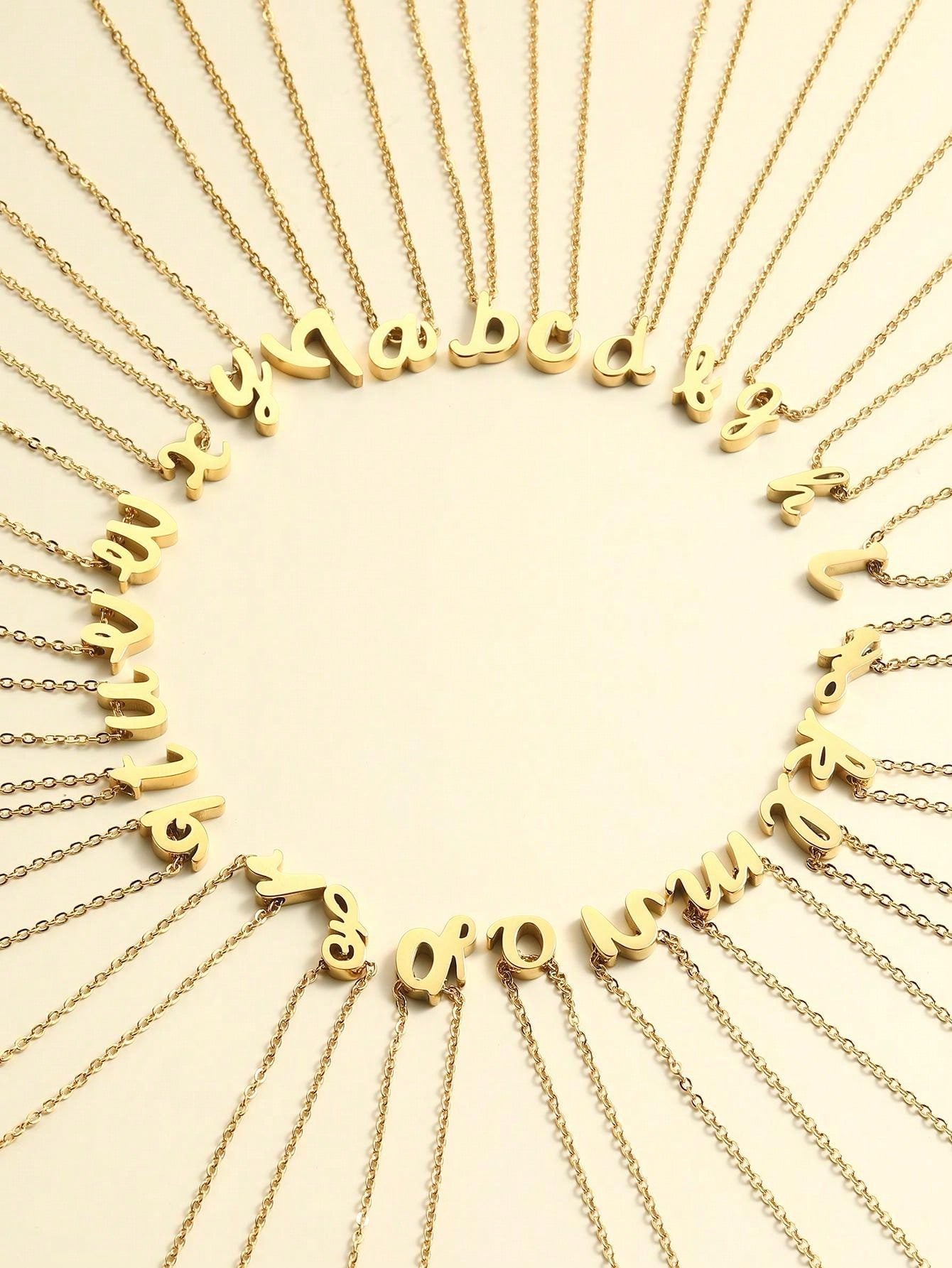 "Living in the Light" Stainless Steel Chain Necklace With 26 Lowercase Letter Pendant
