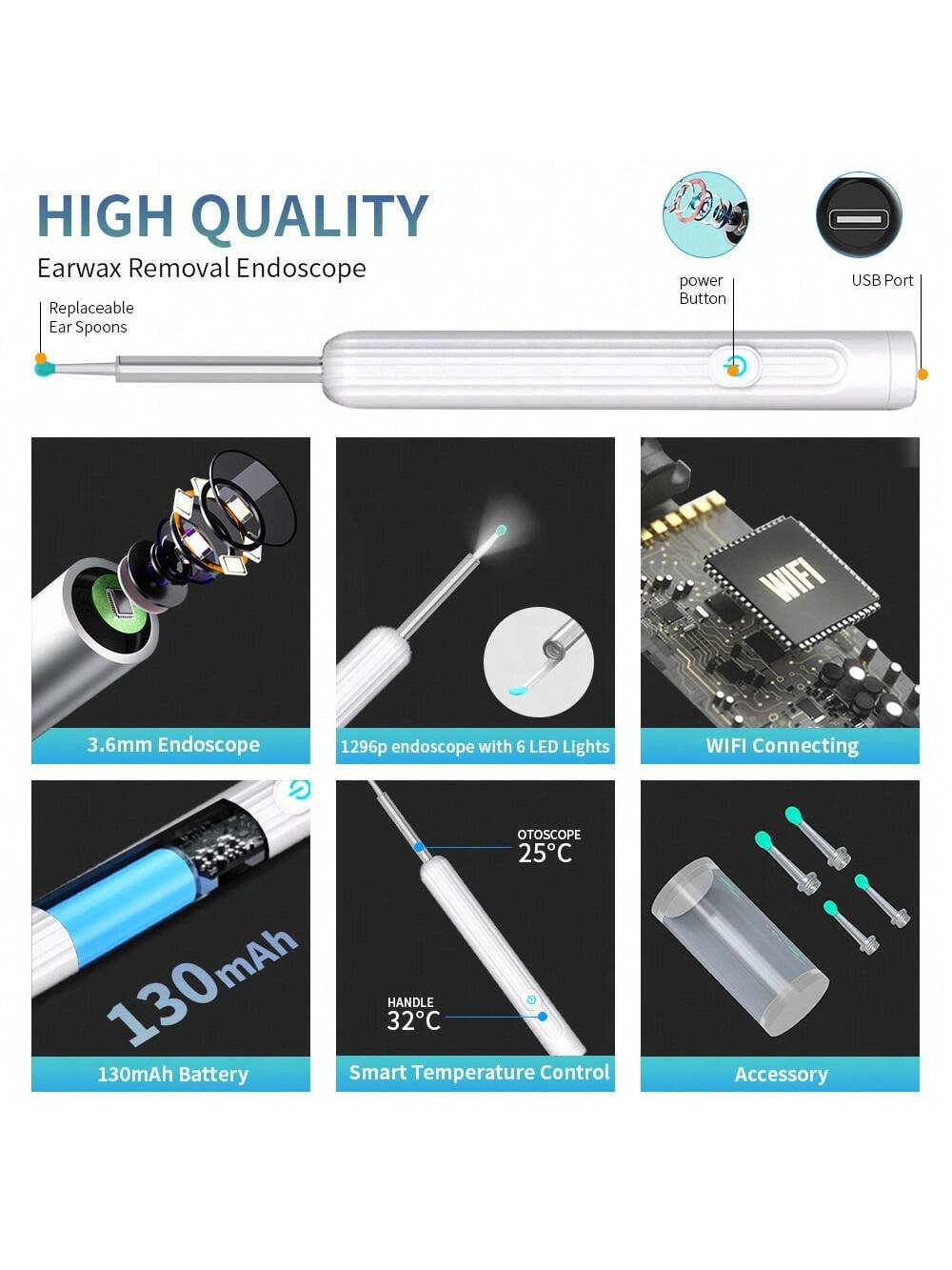 "Renew Your Body" 1 pc Visible Ear Pick With Wireless Wifi Connection