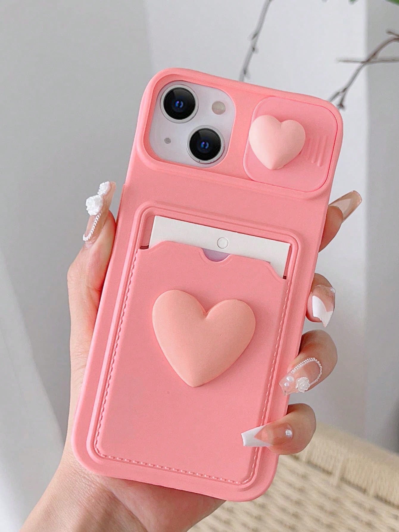 "Kiss Me Twice" Sliding Heart Sticker Picture Frame iPhone Card Holder