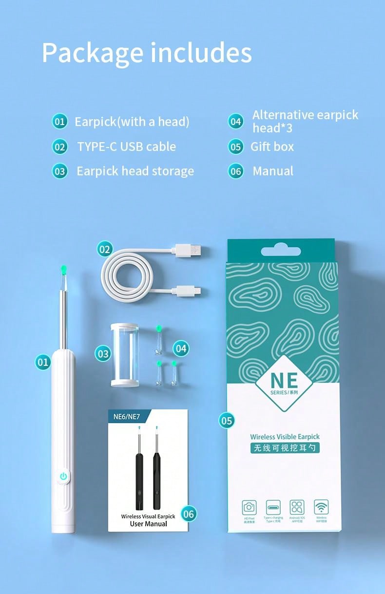 "Renew Your Body" 1 pc Visible Ear Pick With Wireless Wifi Connection
