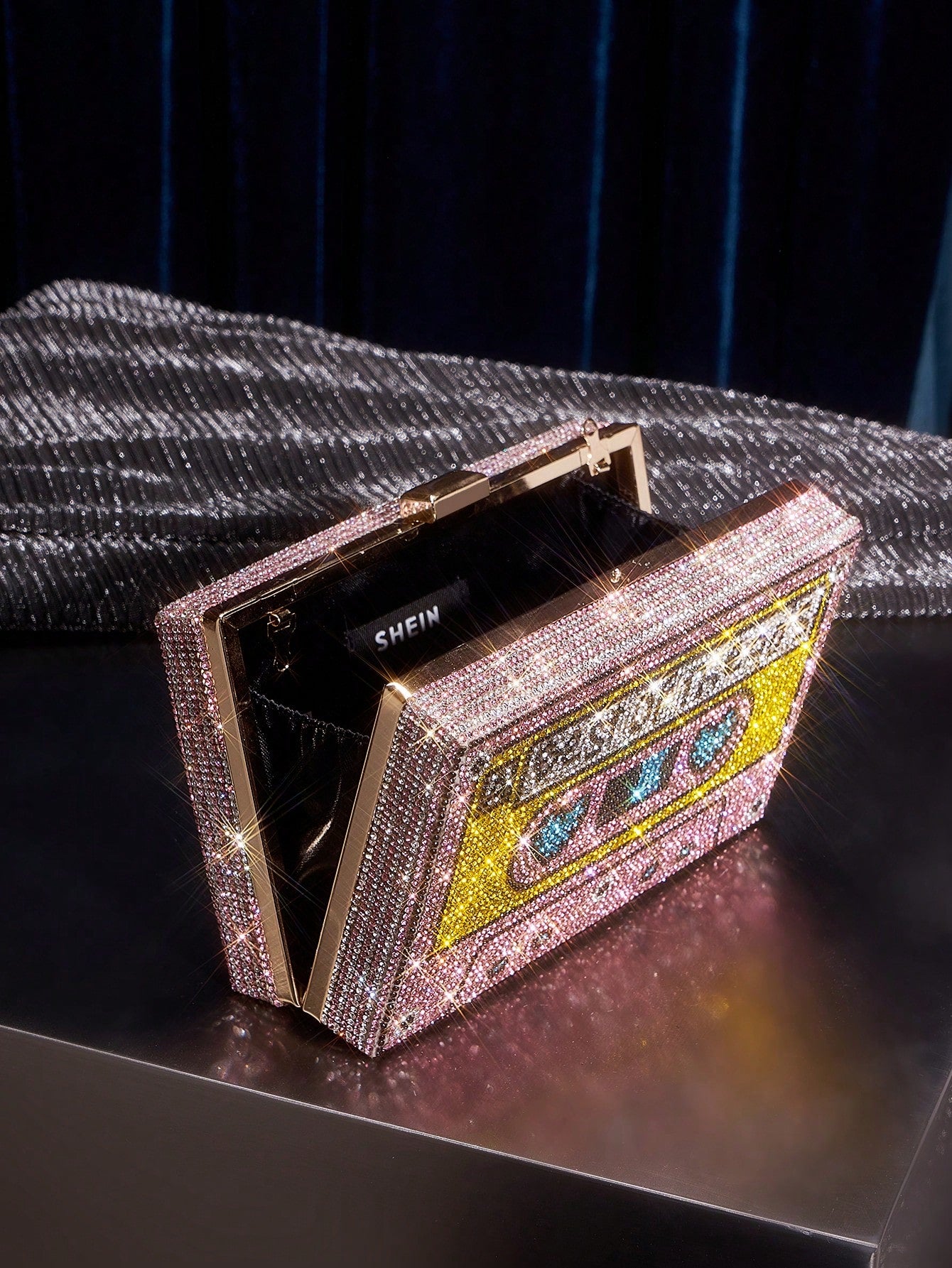 Seeria Pink Mini Diamond Radio Shaped Handbag