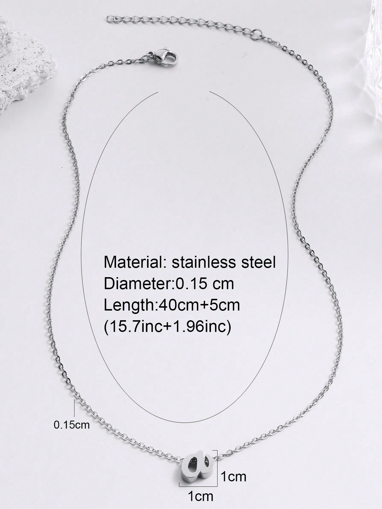 "Living in the Light" Stainless Steel Chain Necklace With 26 Lowercase Letter Pendant