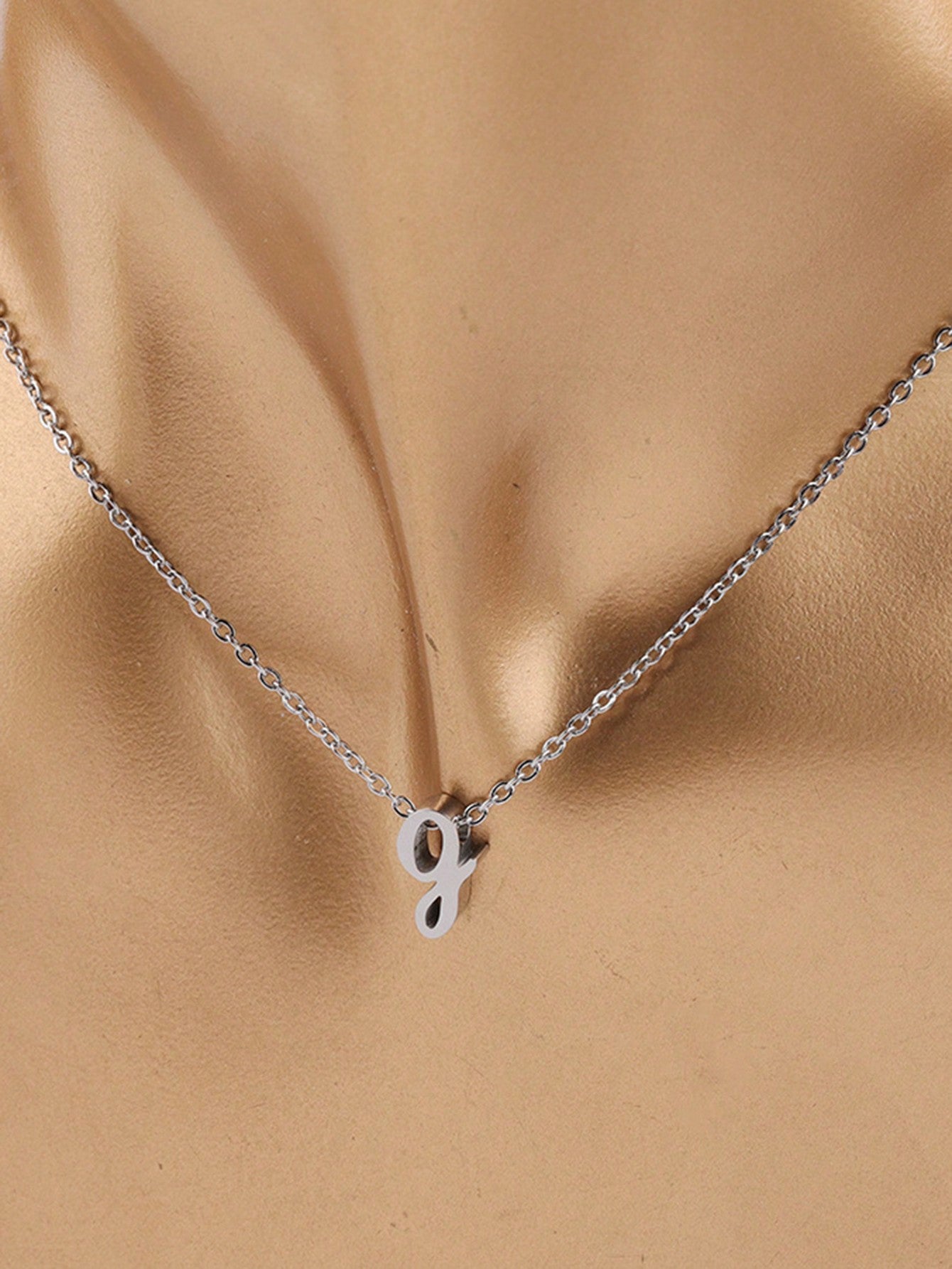 "Living in the Light" Stainless Steel Chain Necklace With 26 Lowercase Letter Pendant