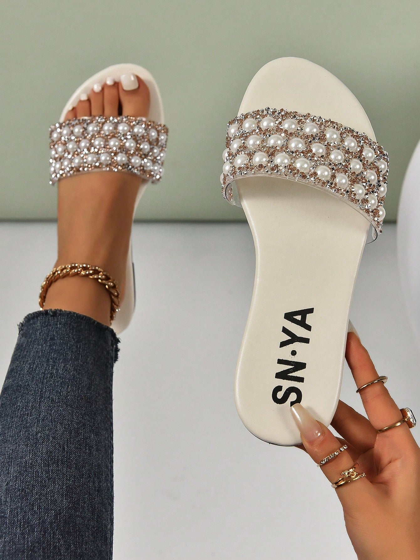 Willow Pearl Glitter Slip Ons
