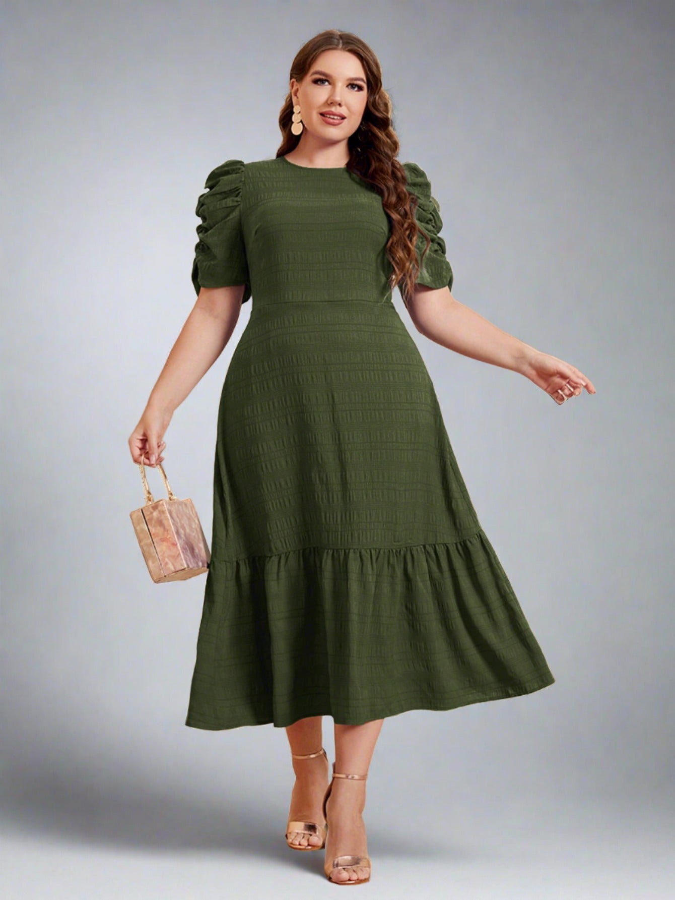 Shoshonie Green Elegant A-Line Dress