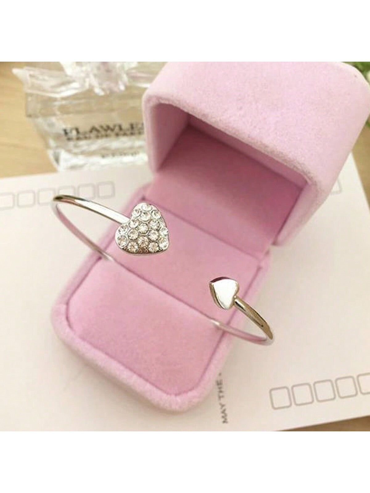 "Lovely Love" Crystal Double Heart Shaped Bracelet With Diamonds