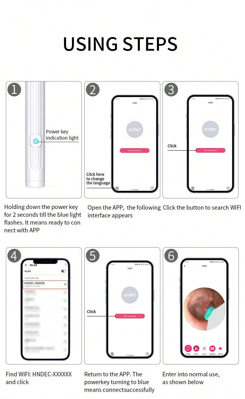 "Renew Your Body" 1 pc Visible Ear Pick With Wireless Wifi Connection
