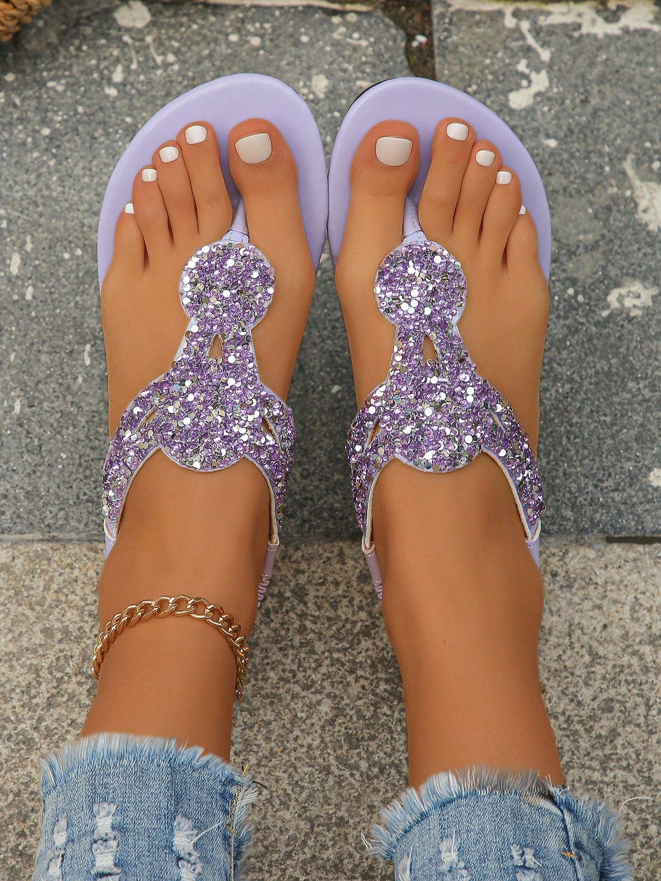 Brita Rhinestone Toe Post Sandals