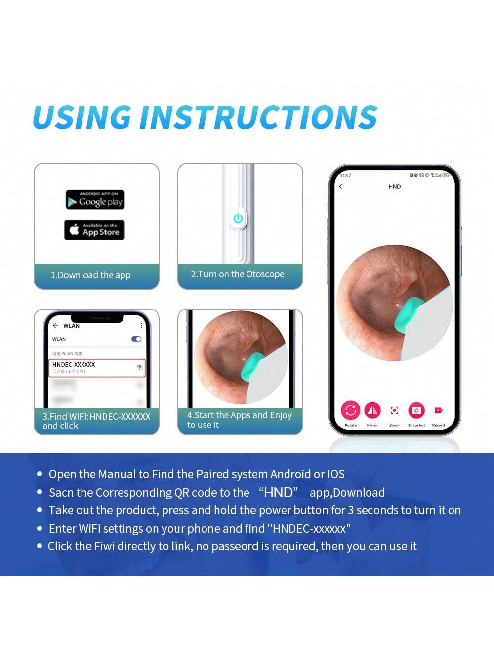 "Renew Your Body" 1 pc Visible Ear Pick With Wireless Wifi Connection