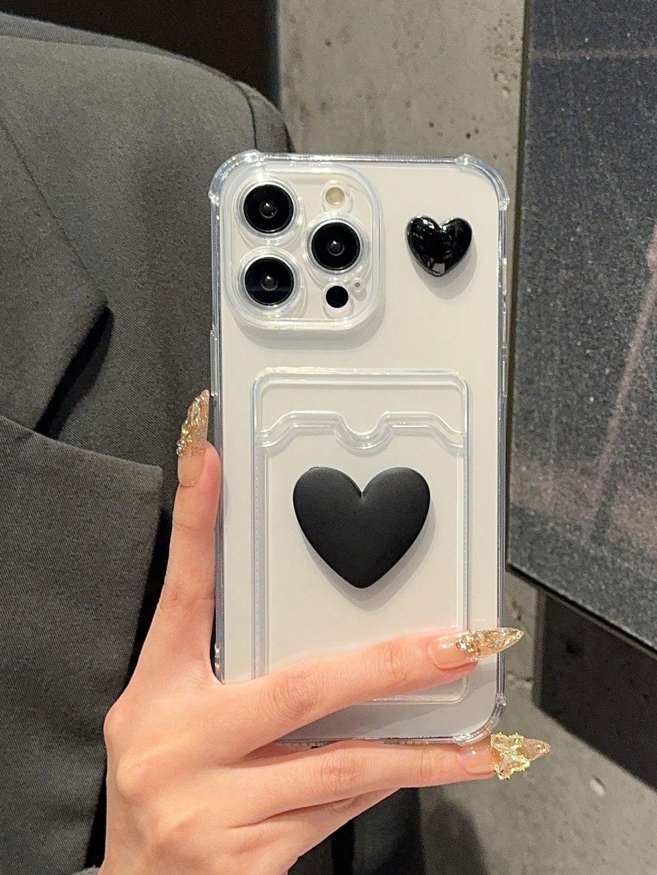 "Kiss Me Twice" Sliding Heart Sticker Picture Frame iPhone Card Holder