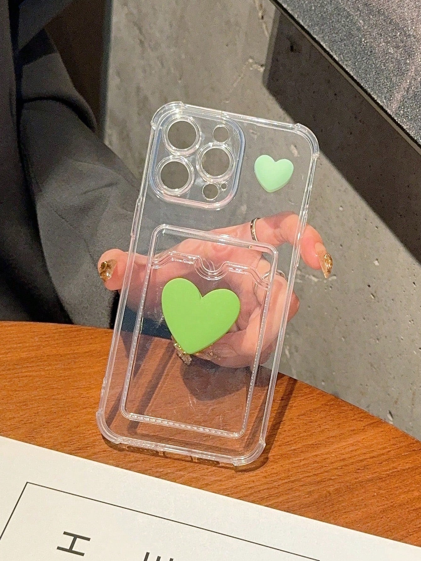 "Kiss Me Twice" Sliding Heart Sticker Picture Frame iPhone Card Holder