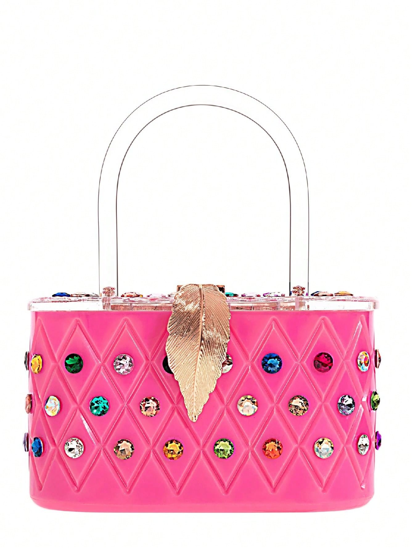 Trinity Pink Rainbow Crystal Acrylic Box Handbag