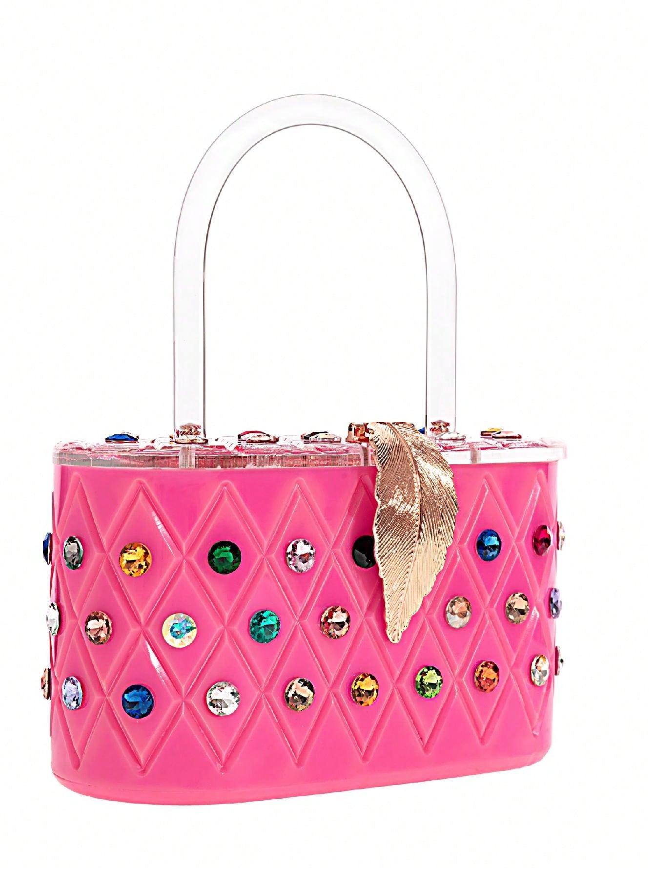 Trinity Pink Rainbow Crystal Acrylic Box Handbag