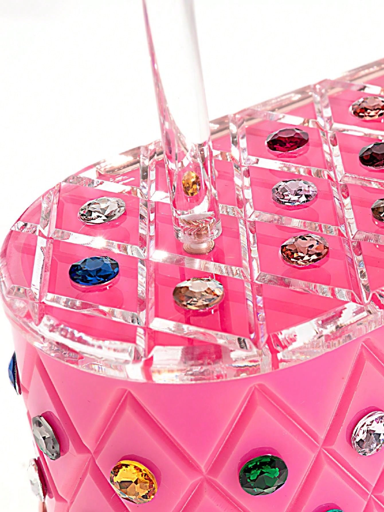 Trinity Pink Rainbow Crystal Acrylic Box Handbag