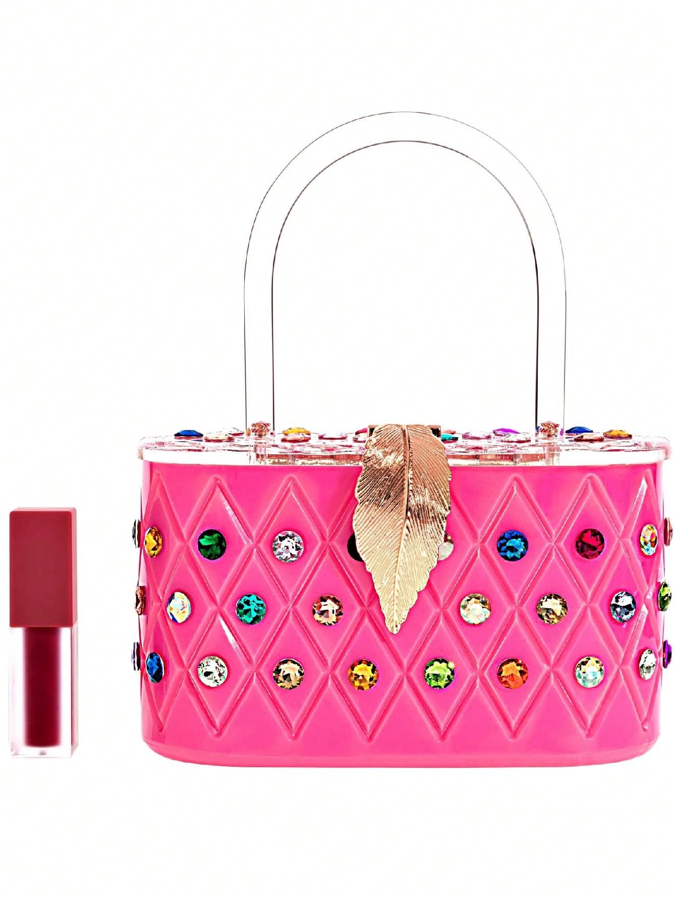 Trinity Pink Rainbow Crystal Acrylic Box Handbag