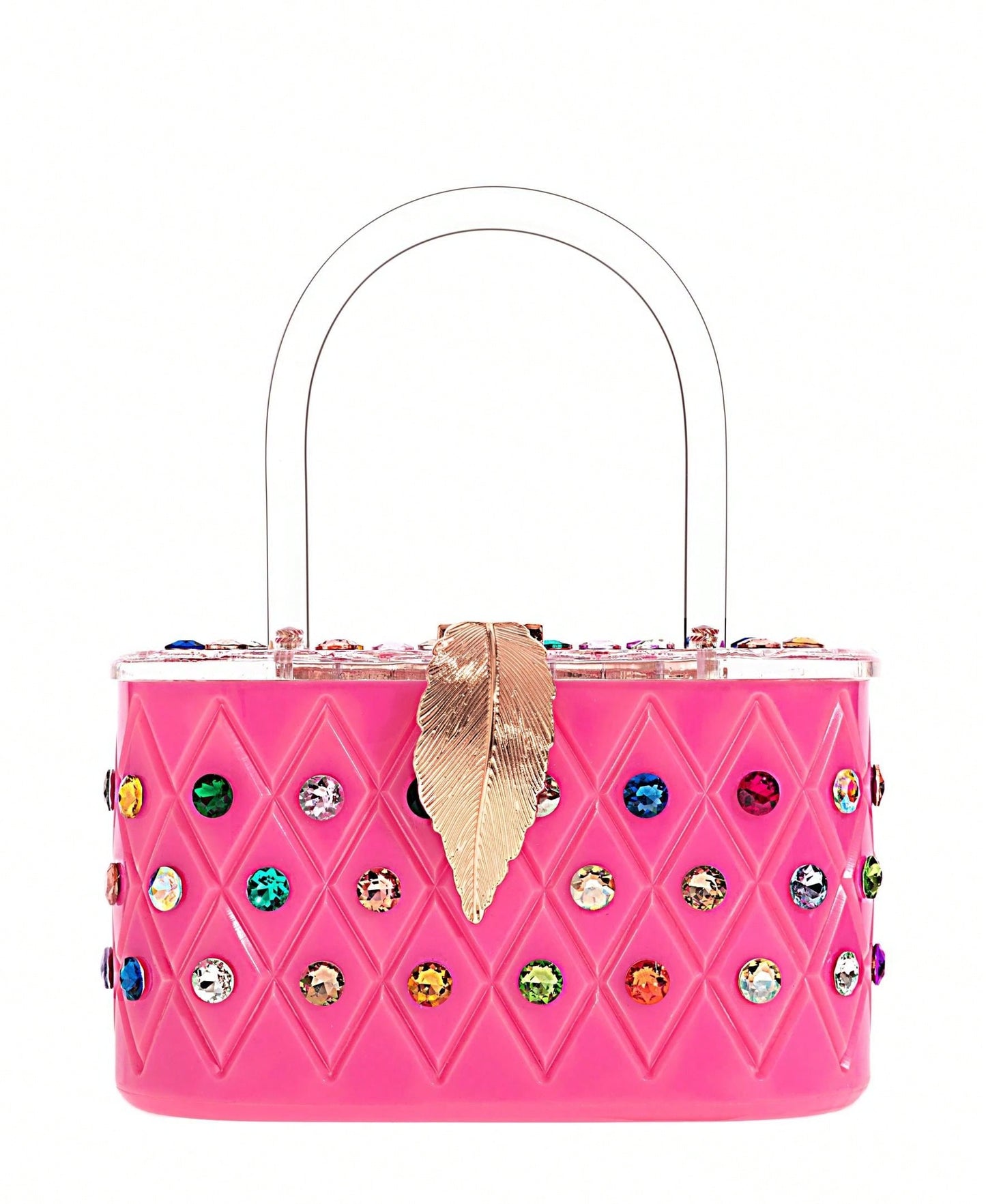 Trinity Pink Rainbow Crystal Acrylic Box Handbag