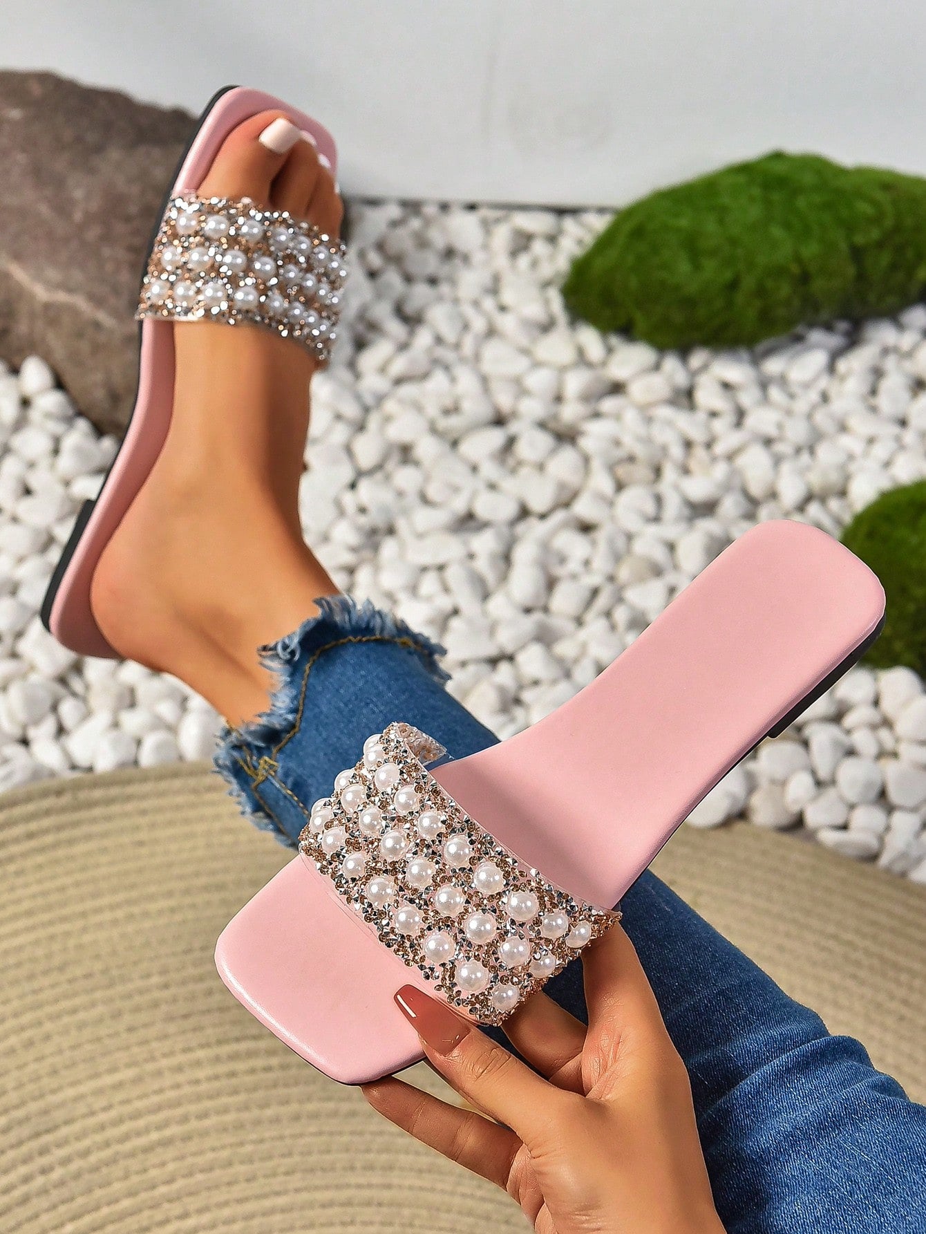 Willow Pearl Glitter Slip Ons