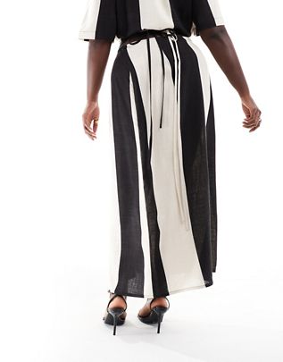 Kamea Pretty Lavish Curve contrast wrap skirt in black and white - part of a set