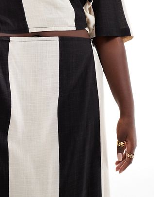 Kamea Pretty Lavish Curve contrast wrap skirt in black and white - part of a set