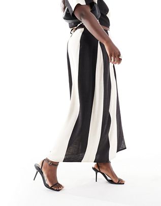 Kamea Pretty Lavish Curve contrast wrap skirt in black and white - part of a set