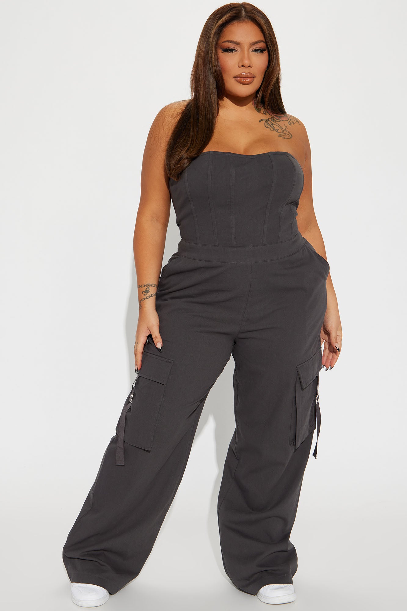 Lentil Charcoal Cargo Jumpsuit