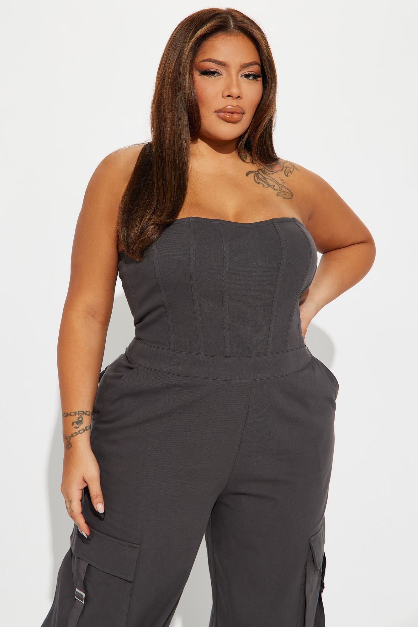 Lentil Charcoal Cargo Jumpsuit