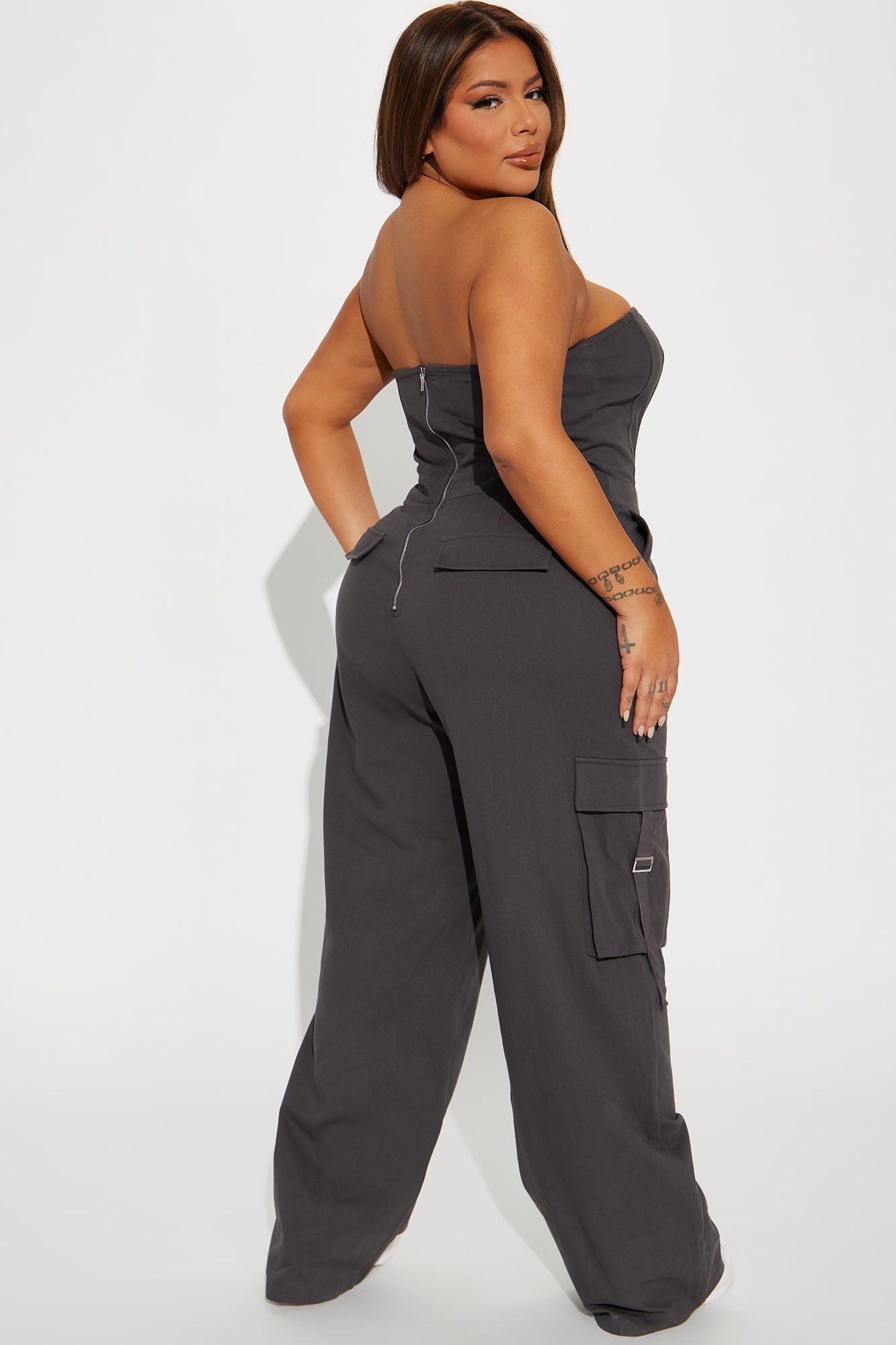 Lentil Charcoal Cargo Jumpsuit