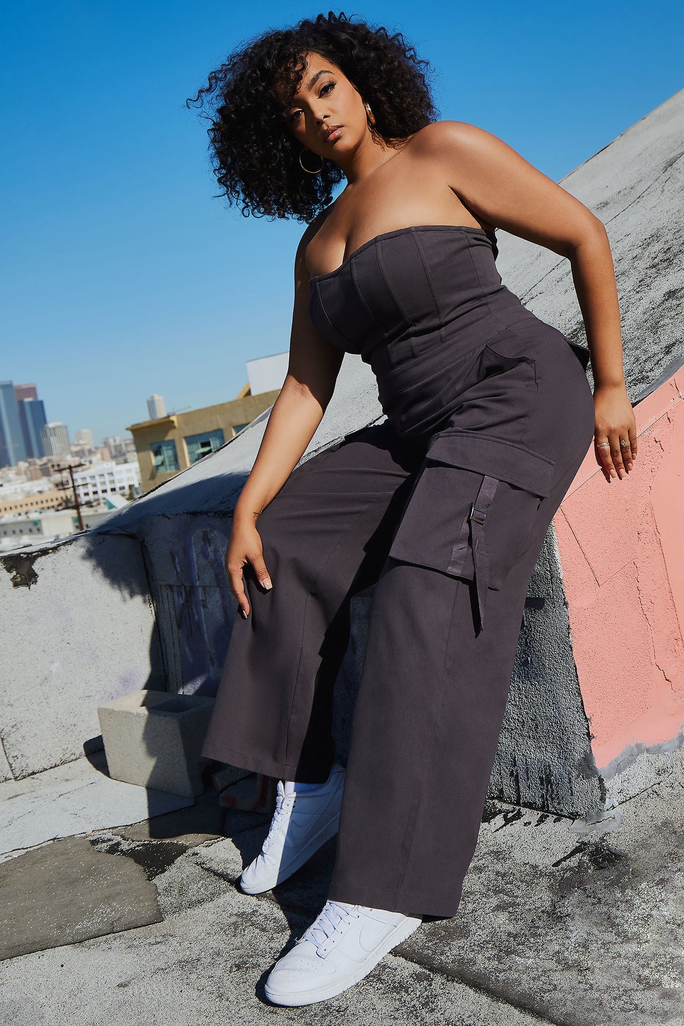 Lentil Charcoal Cargo Jumpsuit