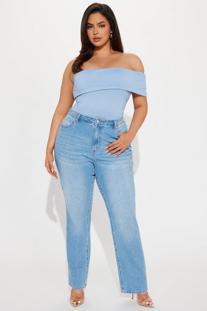 Millie Blue Off Shoulder Bodysuit