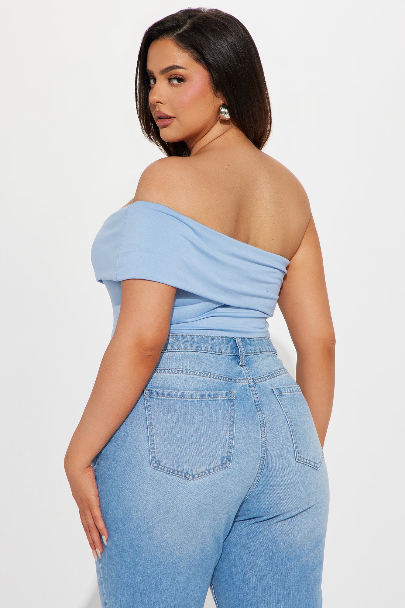 Millie Blue Off Shoulder Bodysuit